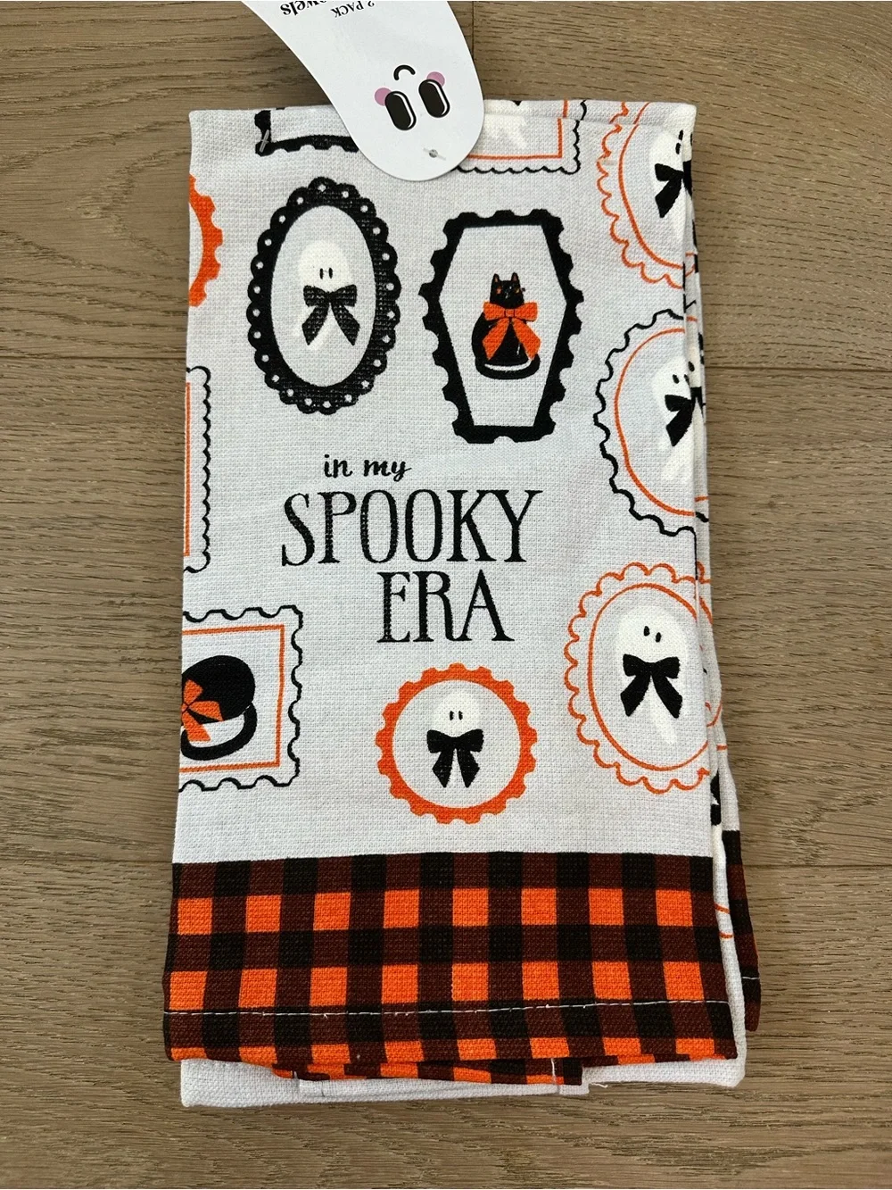 2-Pack “In My Spooky Era” Halloween Kitchen Towels Ghost & Black Cat Orange